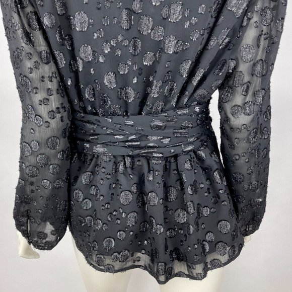 J Crew Tie-waist V-neck Top Women XXL NWT Metallic Jacquard Long Sleeve Blouse - Picture 8 of 13